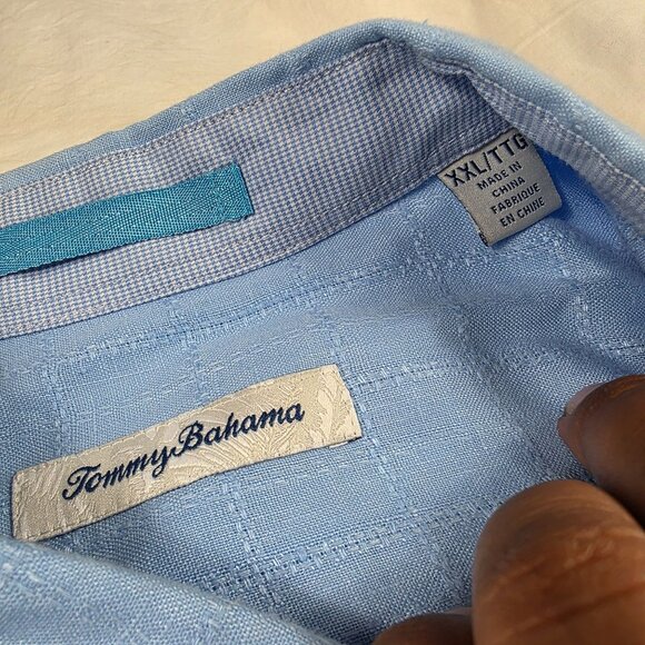 Tommy Bahama Mens 2XL Blue Button Up Short Sleeve Shirt Lightweight Casual Camp - Picture 4 of 8